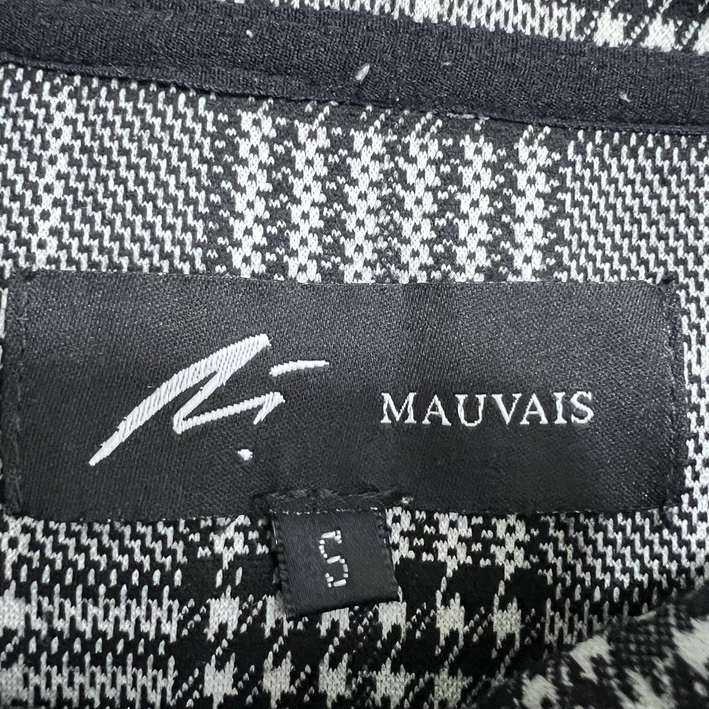 Mauvais 1/4 Zip Polo Shirt Black White‎ Glen Plaid Check Men's Size Small Golf - Picture 10 of 11